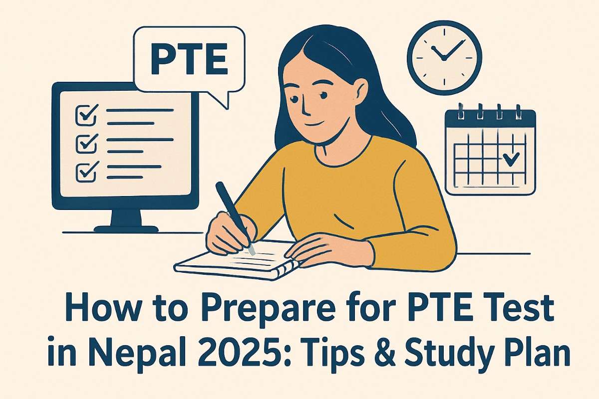 A blog guide for students to prepare for the PTE test, answering how to prepare for the PTE exam efficiently in Nepal.