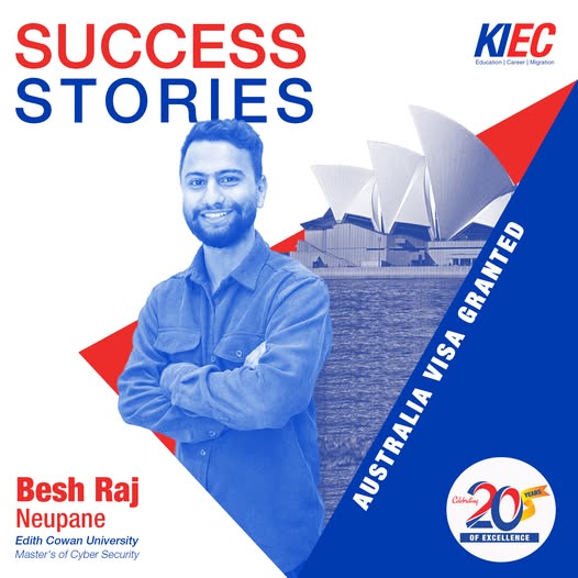 Besh Raj Neupane receiving Australia student visa from KIEC