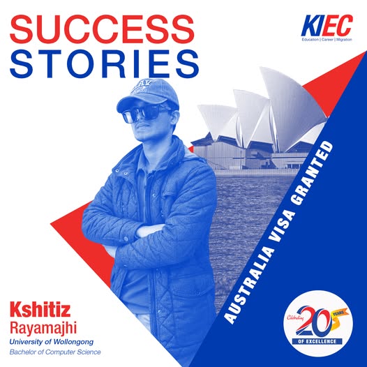 Kshitij Rayamajhi receiving Australia student visa from KIEC 