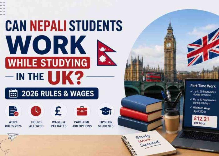 Know whether nepali students can work in UK while studying and information about part time jobs and wages